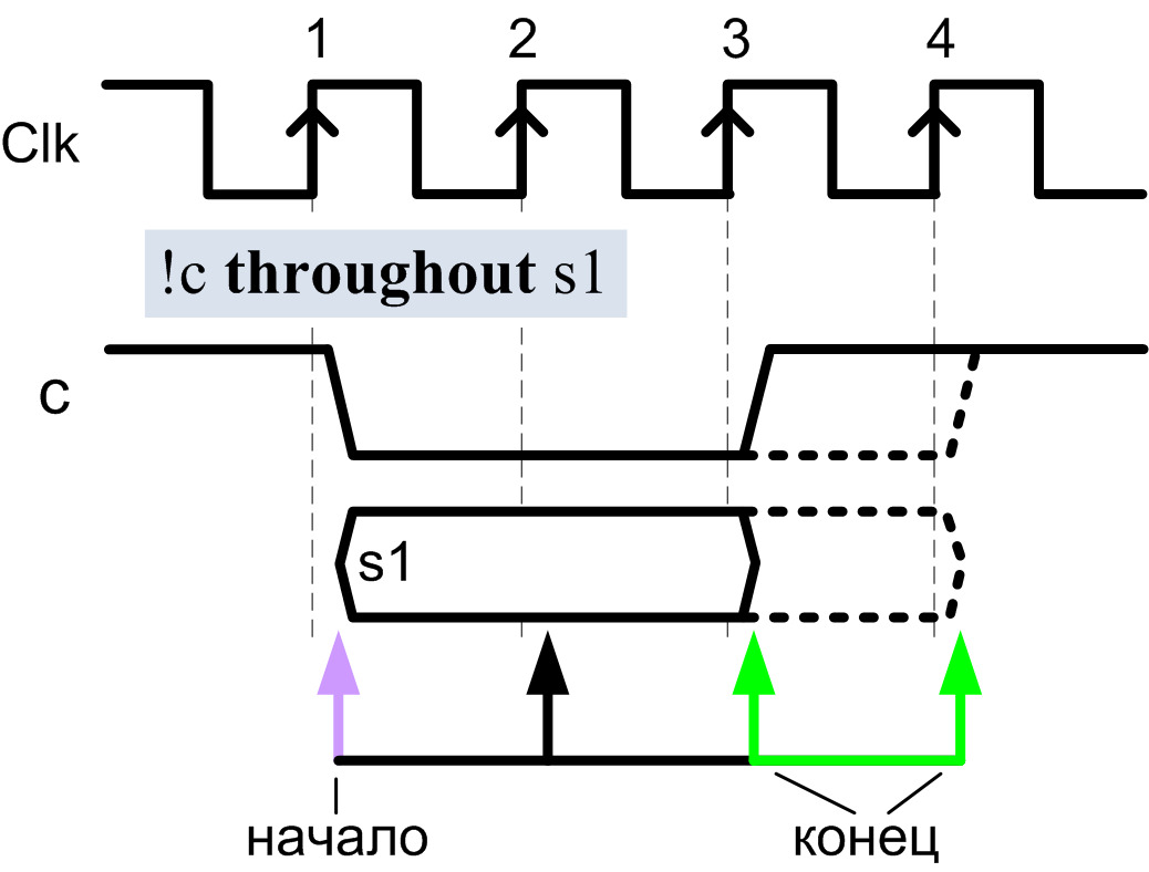 Рис. 12. Операция throughout для сигнала «с» и последовательности s1
